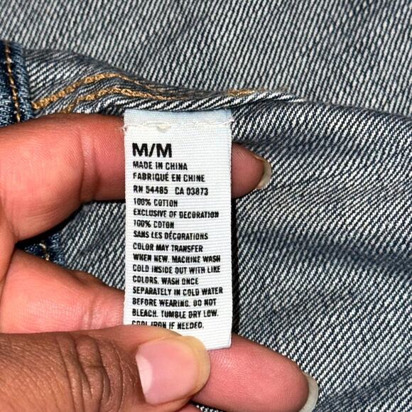 American Eagle Outfitters Trucker Jacket Womens M Blue Denim Cotton Button Front - Picture 5 of 6